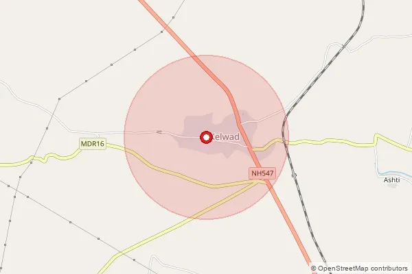 Map showing approximate area covered by Pincode 441112 — Kelod S.O, Nagpur