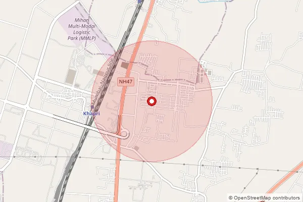 Map showing approximate area covered by Pincode 441124 — Khapari So, Na