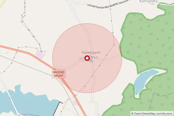 Map showing approximate area covered by Pincode 441203 — Bhagwanpur B.O, Nagpur