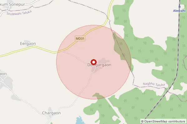 Map showing approximate area covered by Pincode 441222 — Jamsala B.O, Chandrapur