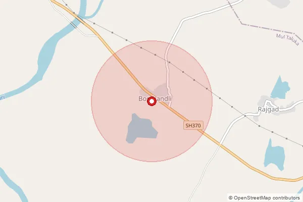 Map showing approximate area covered by Pincode 441225 — Keroda B.O, Chandrapur