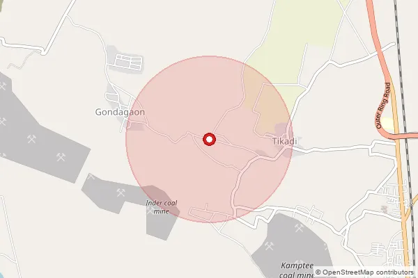 Map showing approximate area covered by Pincode 441404 — Borda (Ganeshi) B.O, Nagpur