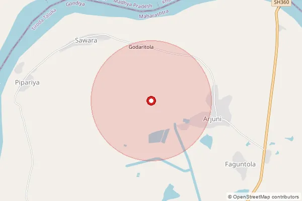 Map showing approximate area covered by Pincode 441601 — Gondia H.O, Gondia