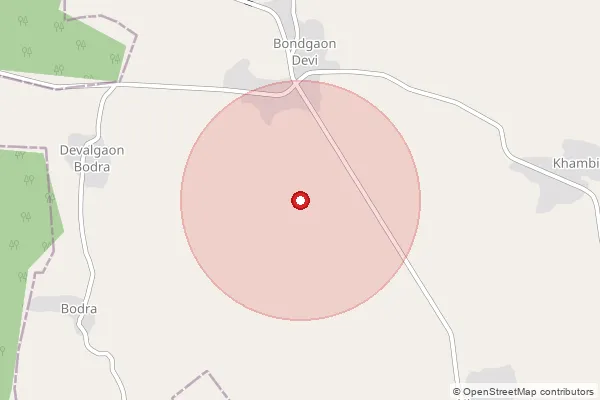 Map showing approximate area covered by Pincode 441701 — Bakti B.O, Gondia