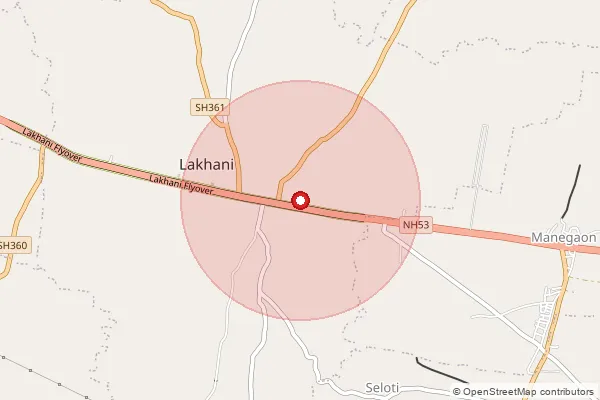 Map showing approximate area covered by Pincode 441804 — Gadegaon B.O, Bhandara