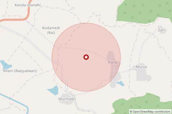 Map showing approximate area covered by Pincode 441805 — Barwa B.O, Bhandara