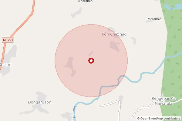 Map showing approximate area covered by Pincode 441807 — Chopa B.O, Gondia
