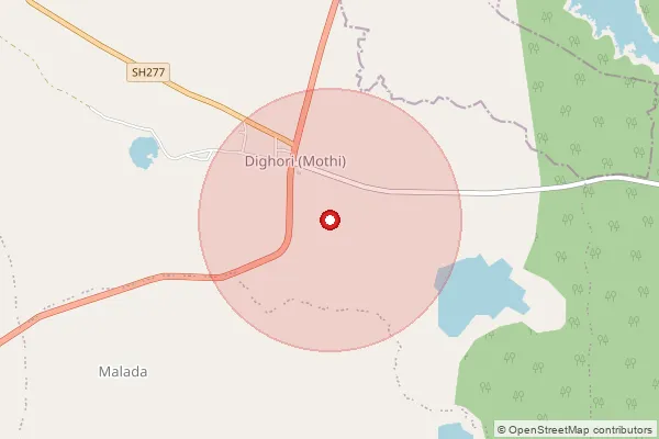 Map showing approximate area covered by Pincode 441907 — Ashti B.O, Bhandara