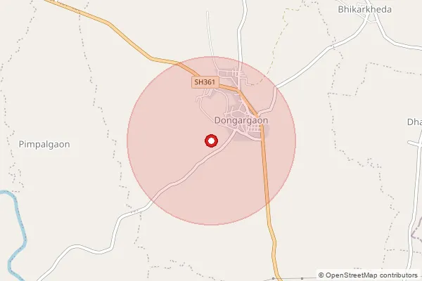 Map showing approximate area covered by Pincode 441909 — Dongargaon B.O, Bhandara