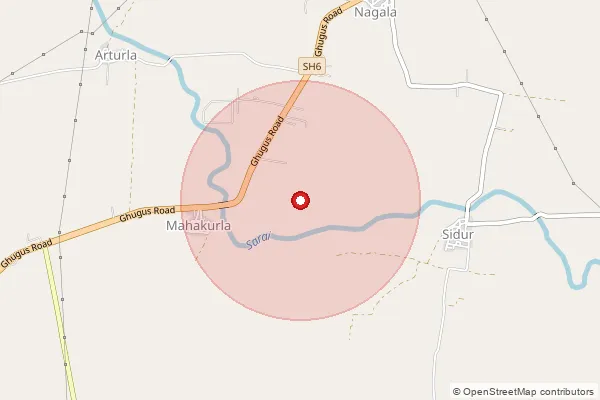 Map showing approximate area covered by Pincode 441913 — Madgi B.O, Bhandara