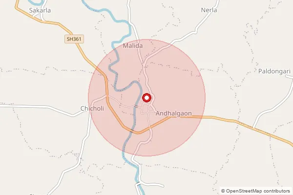 Map showing approximate area covered by Pincode 441914 — Jamb B.O, Bhandara