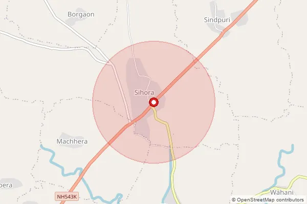 Map showing approximate area covered by Pincode 441915 — Bapera B.O, Bhandara