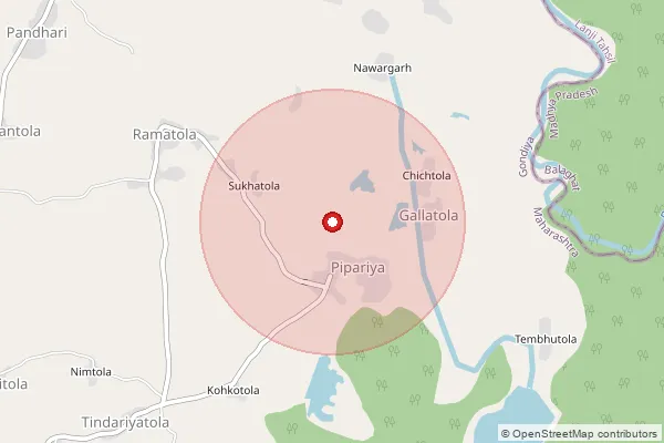 Map showing approximate area covered by Pincode 441916 — Dhanoli B.O, Gondia