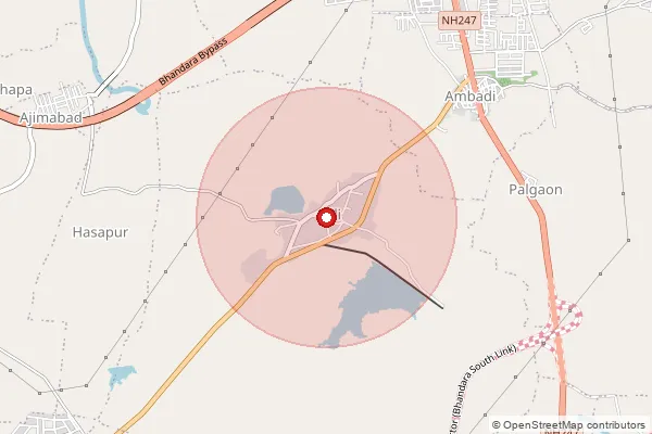 Map showing approximate area covered by Pincode 441924 — Kardha B.O, Bhandara