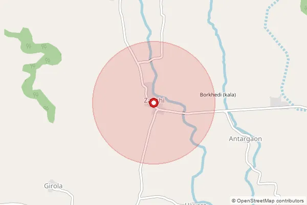 Map showing approximate area covered by Pincode 442104 — Hingani B.O, Wardha