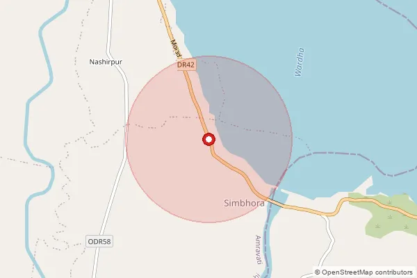 Map showing approximate area covered by Pincode 442202 — Bharaswara B.O, Wardha