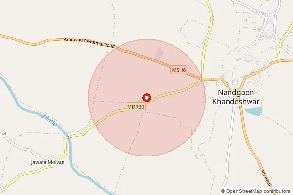 Map showing approximate area covered by Pincode 442302 — Borgaon Hatla B.O, Wardha