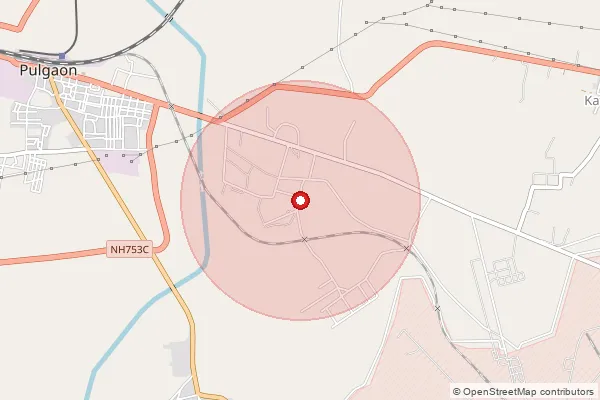 Map showing approximate area covered by Pincode 442303 — Pulgaon Camp S.O, Wardha