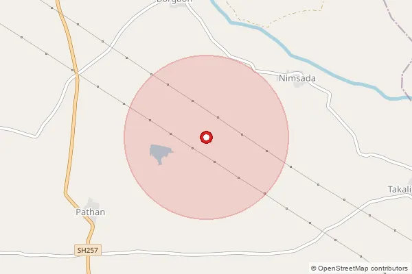 Map showing approximate area covered by Pincode 442304 — Dhotra B.O, Wardha