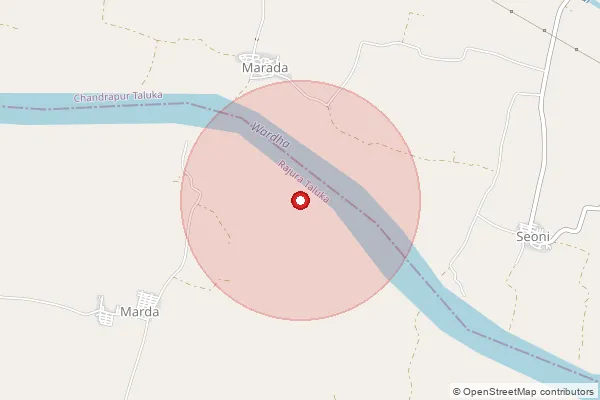 Map showing approximate area covered by Pincode 442402 — Marda B.O, Chandrapur