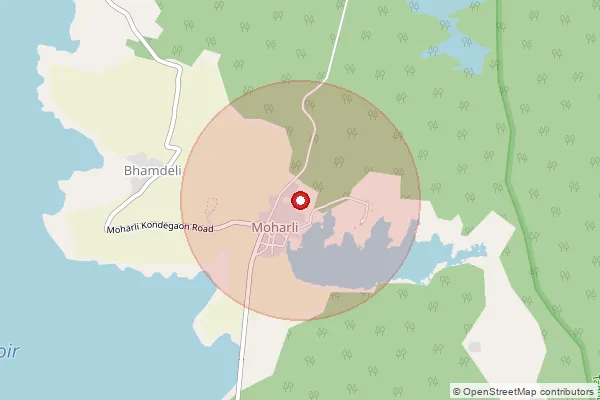 Map showing approximate area covered by Pincode 442404 — Warwat B.O, Chandrapur