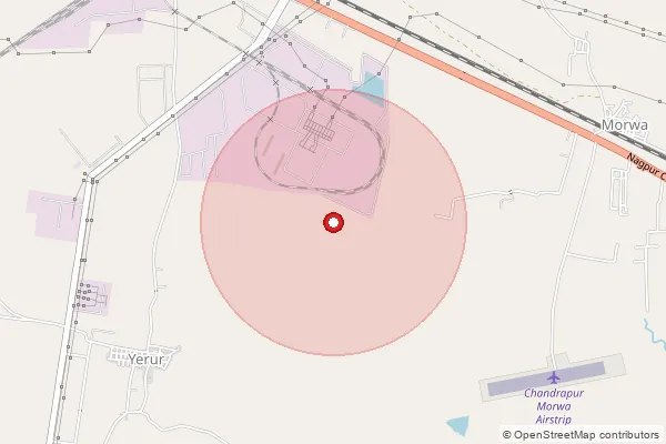 Map showing approximate area covered by Pincode 442406 — Padoli B.O, Chandrapur