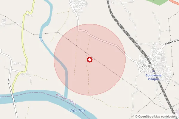 Map showing approximate area covered by Pincode 442507 — Nandgaon Podey B.O, Chandrapur