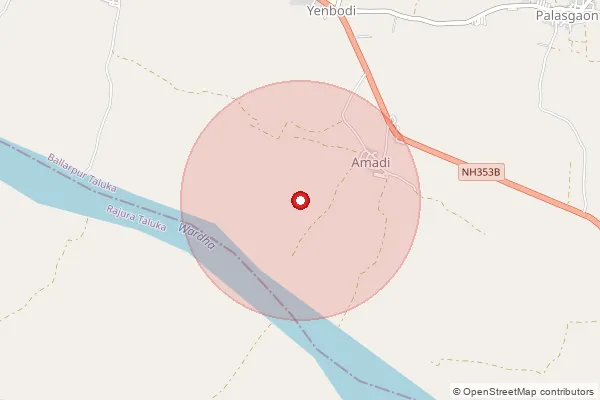 Map showing approximate area covered by Pincode 442701 — Tohogaon B.O, Chandrapur