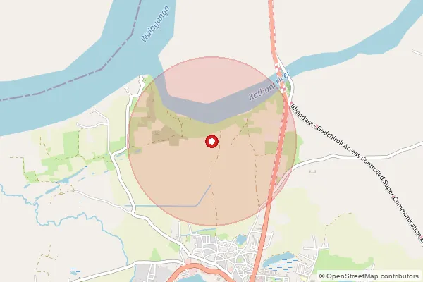 Map showing approximate area covered by Pincode 442707 — Kalinagar B.O, Gadchiroli