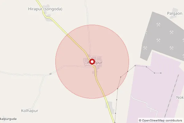 Map showing approximate area covered by Pincode 442917 — Antargaon B.O, Chandrapur