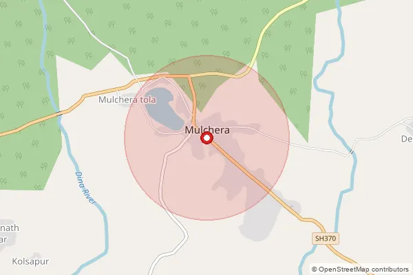 Map showing approximate area covered by Pincode 442919 — Warsawada B.O, Gadchiroli