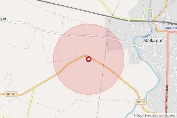 Map showing approximate area covered by Pincode 443101 — Dudhalgaon Bk B.O, Buldhana
