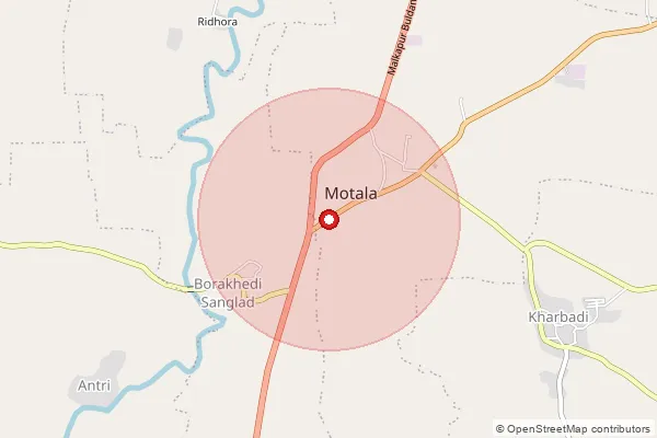 Map showing approximate area covered by Pincode 443103 — Borakhedi B.O, Buldhana