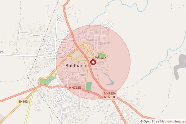 Map showing approximate area covered by Pincode 443106 — Dudha B.O, Buldhana