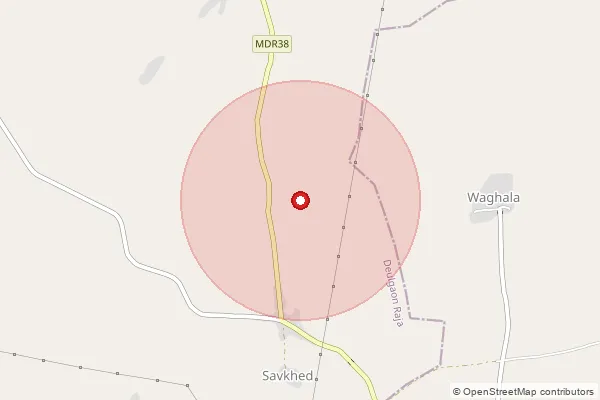 Map showing approximate area covered by Pincode 443204 — Singaon Jahagir B.O, Buldhana