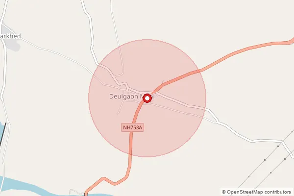 Map showing approximate area covered by Pincode 443206 — Saramba B.O, Buldhana