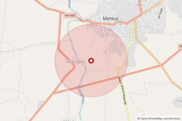 Map showing approximate area covered by Pincode 443301 — Chincholi Bore B.O, Buldhana