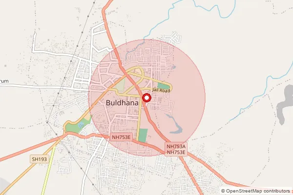 Map showing approximate area covered by Pincode 443304 — Hiwara Khurd B.O, Buldhana