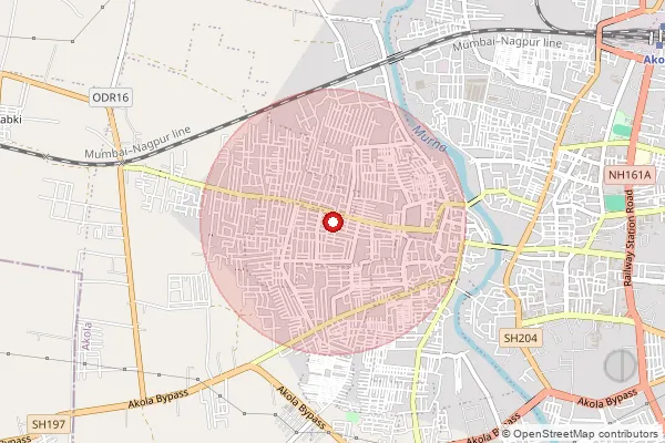 Map showing approximate area covered by Pincode 444002 — Gajanan Nagar B.O, Akola