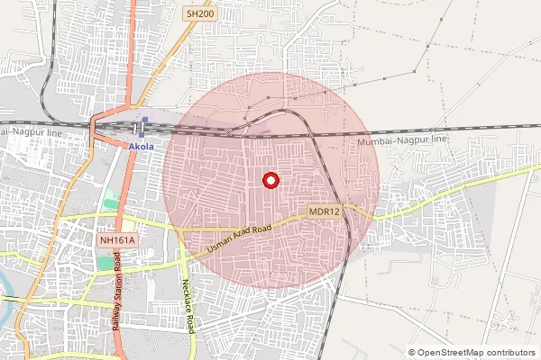 Map showing approximate area covered by Pincode 444005 — Gudadhi B.O, Akola