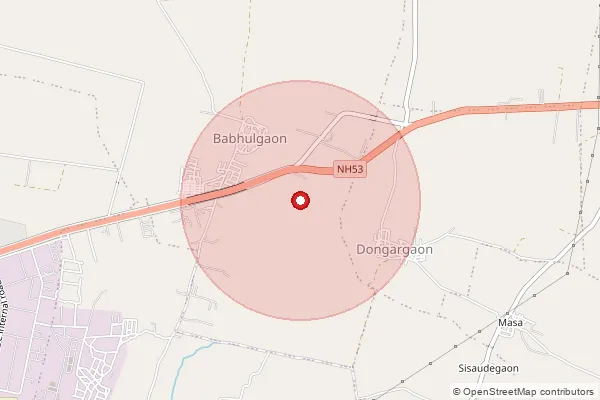Map showing approximate area covered by Pincode 444104 — Dongargaon B.O, Akola