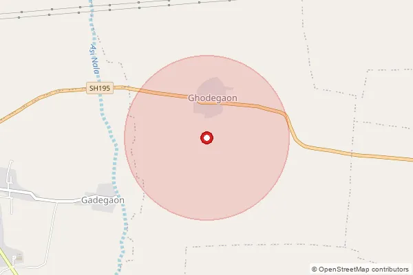 Map showing approximate area covered by Pincode 444108 — Belkhed B.O, Akola