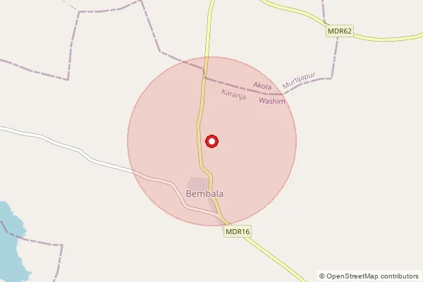 Map showing approximate area covered by Pincode 444110 — Dhanaj Kd B.O, Washim