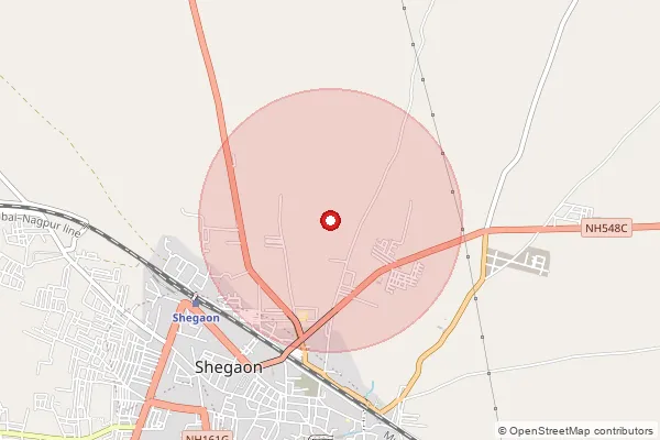 Map showing approximate area covered by Pincode 444203 — Adsul B.O, Buldhana