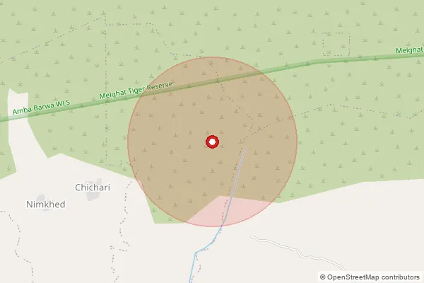 Map showing approximate area covered by Pincode 444204 — Banoda Eklara B.O, Buldhana