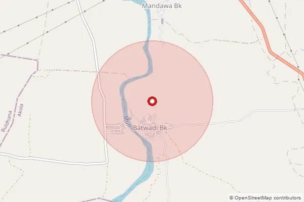 Map showing approximate area covered by Pincode 444302 — Kanheri Gawali B.O, Akola