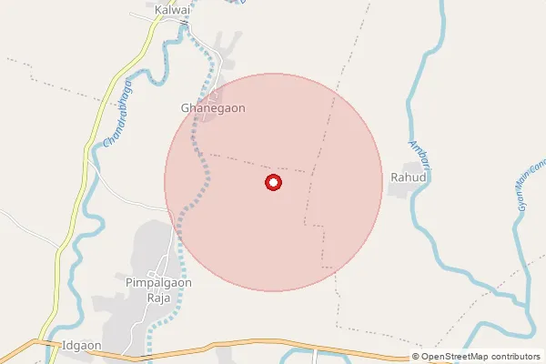 Map showing approximate area covered by Pincode 444306 — Bhalegaon Bazar B.O, Buldhana