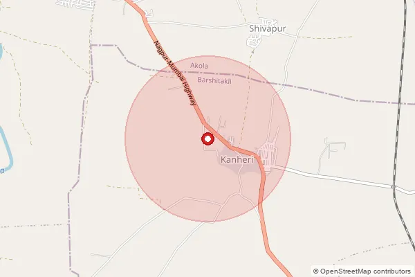 Map showing approximate area covered by Pincode 444401 — Dhabha B.O, Akola