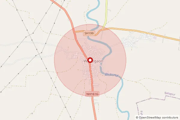 Map showing approximate area covered by Pincode 444502 — Degaon B.O, Akola