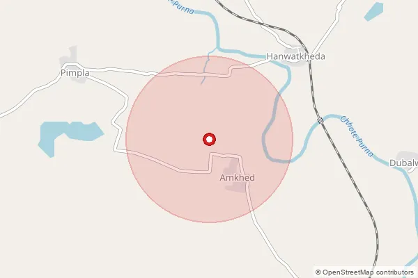 Map showing approximate area covered by Pincode 444503 — Rajura B.O, Washim